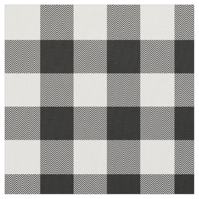 Tecido Xadrez de Buffalo Branco e Chevron Negro (Detalhe)