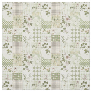 Tecido Xadrez de Lilás Verde Terroso Quilt Vintage