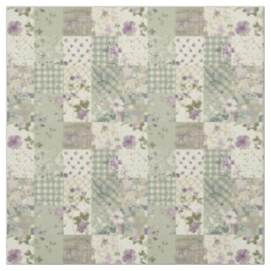 Tecido Xadrez de Lilás Verde Terroso Quilt Vintage