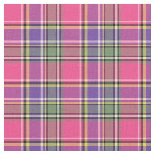 Tecido Xadrez do vintage do rosa quente e do roxo