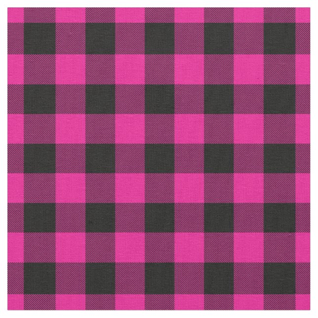 Tecido Xadrez Ginga Rosa Vibrante e Preto (Detalhe)