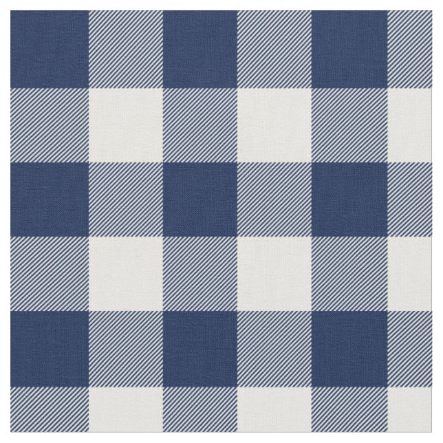 Tecido Xadrez Gingham Azul Meia-Noite e Branco (Detalhe)