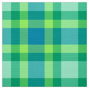 Tecido Xadrez moderna do meio século - verde e azul de