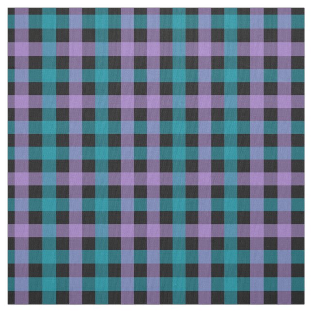 Tecido Xadrez Roxo, Azul Turquesa e Preto (Modelo)
