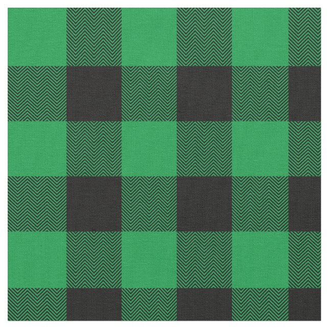 Tecido Xadrez Verde Brilhante e Chevron Negra (Detalhe)