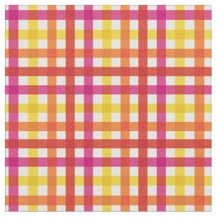 Tecido Xadrez Vermelha, Rosa e Amarelo de Verão Amarelo