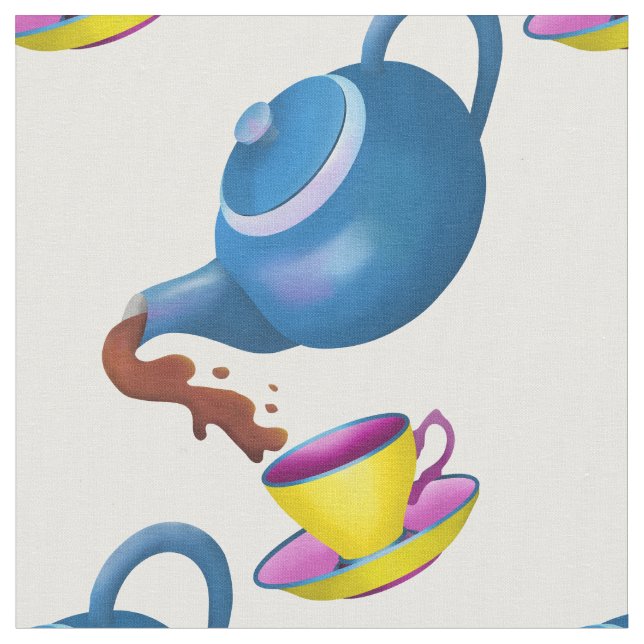 Tecido Xícara de bule e pires (Detalhe)