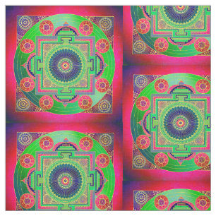 Tecido YANTRA - roda do excelente - rosa verde
