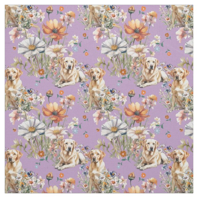 Tecido Yellow Labrador Dogs Seamless Pattern (Modelo)