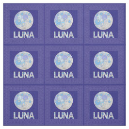Tecido Z Luna geek azul e roxo da Lua cheia do espaço