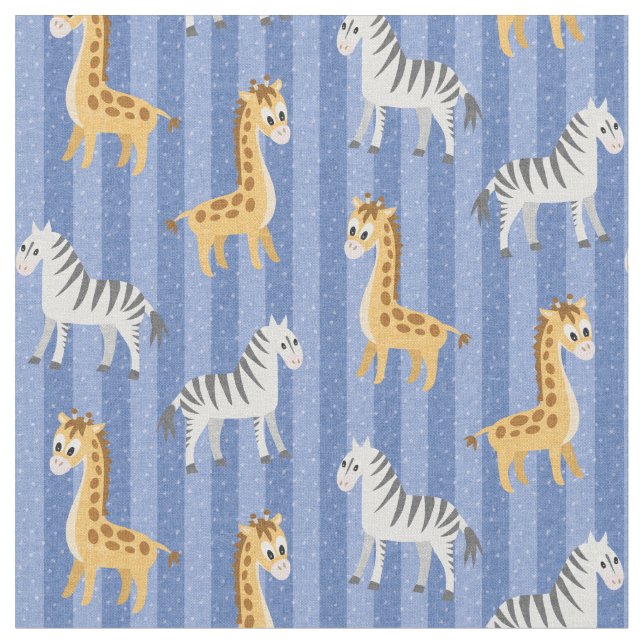 Tecido Zebra e Girafa - Bandeiras Azuis Afafricanas Safar (Detalhe)