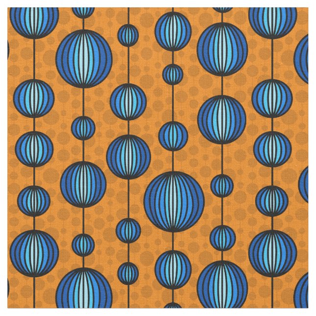Tecido Zen estranho - Abstrato laranja e azul (Detalhe)