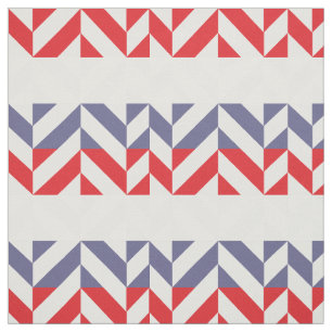 Tecido ZigZag Geométrico Vermelho Branco e Azul