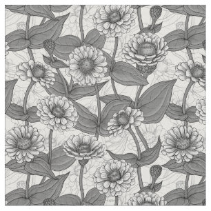 Tecido Zinnias, monocônimo de branco