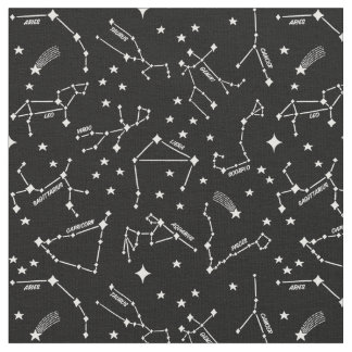 Tecido Zodiac Star Maps White Em Black Cheeky Witch®