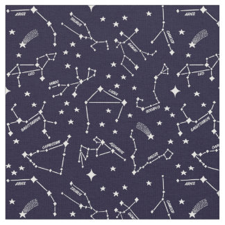 Tecido Zodiac Star Maps White Na Bruxa Azul Escuro Cheeky