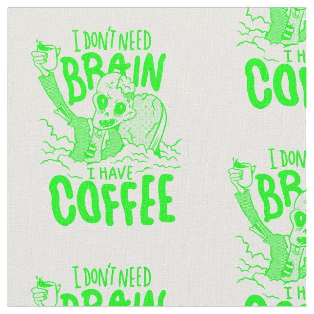 Tecido zombie bebendo de café verde-ácido de halloween (Detalhe)
