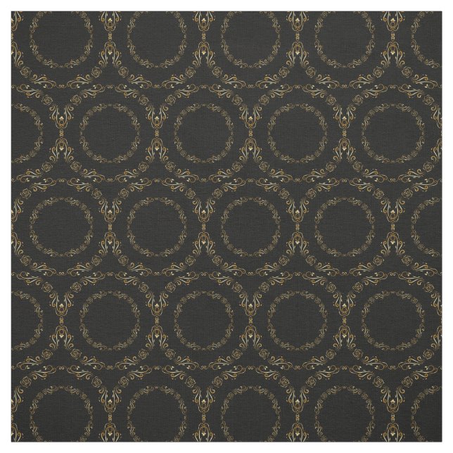 Tecidos Personalizados - Círculo Floral Preto e Do (Modelo)