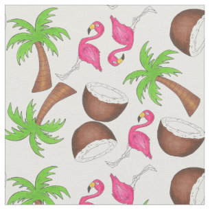 Tecidos tropicais (Cocos, Palmeiras, Flamingos)