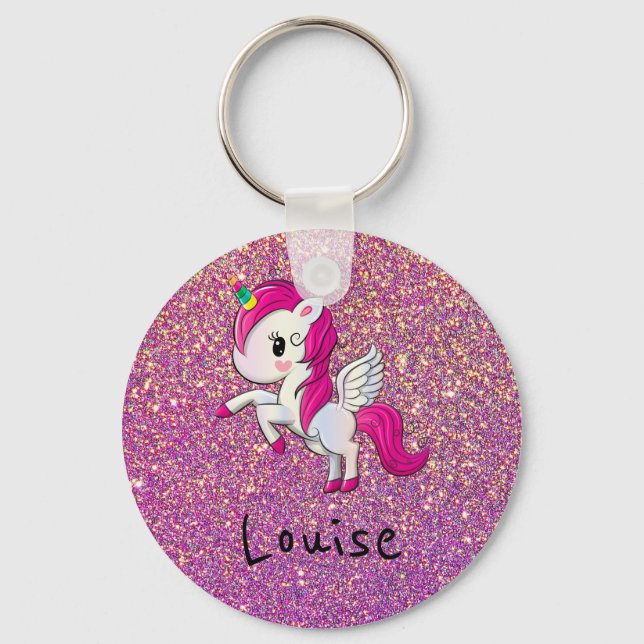 Tecla chaveiro personalizada de unicorn branca (Frente)