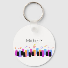 Teclado de Piano e Notas Musicais Chaveiro
