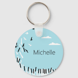 Teclado de Piano e Notas Musicais Chaveiro