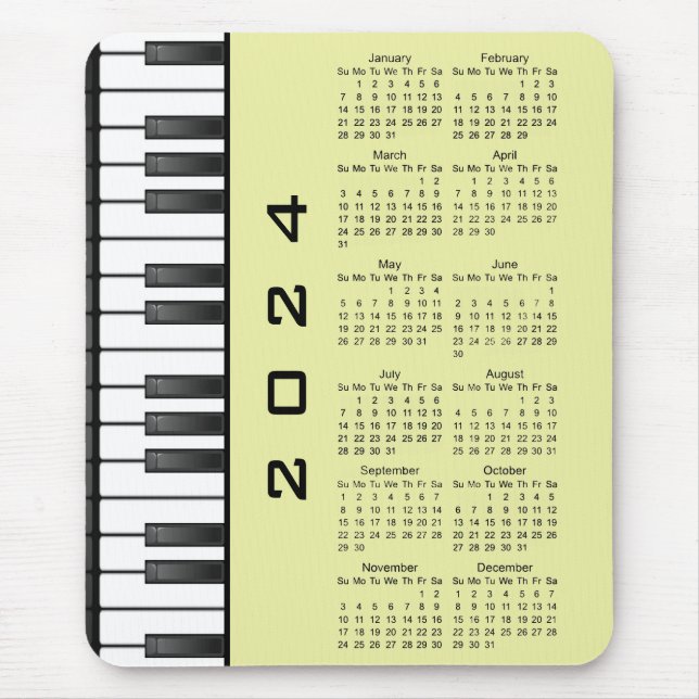 Teclado Piano 2024 - Mousepad de Calendário (Frente)