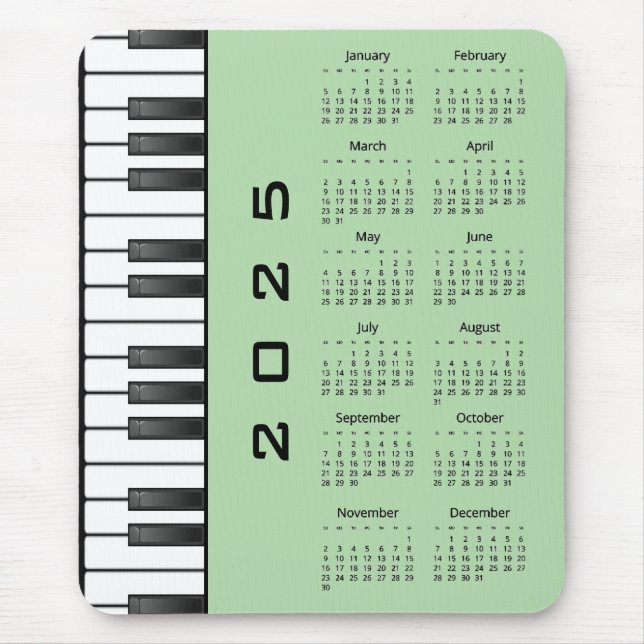 Teclado Piano 2025 - Mousepad de Calendário (Frente)