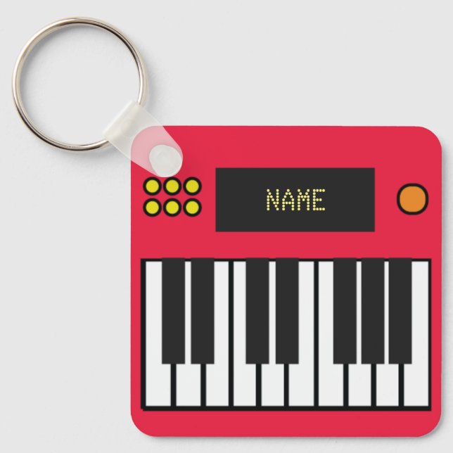 Teclas Piano Personalizadas Chaveiro Vermelho (Frente)