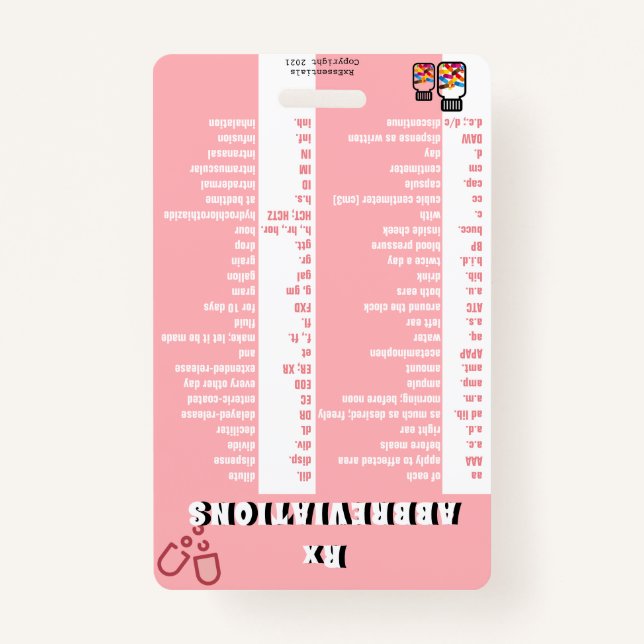 Técnico de Farmácia - Crachá Rx Abreviaturas (S2) (Frente)