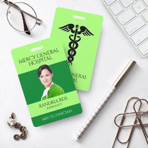 Técnico Médico Verde Crachá do Hospital Caduceu