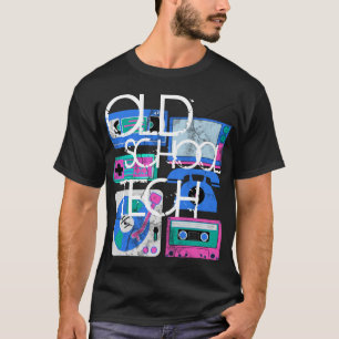 Tecnologia da velha escola, t-shirt 80s pretos