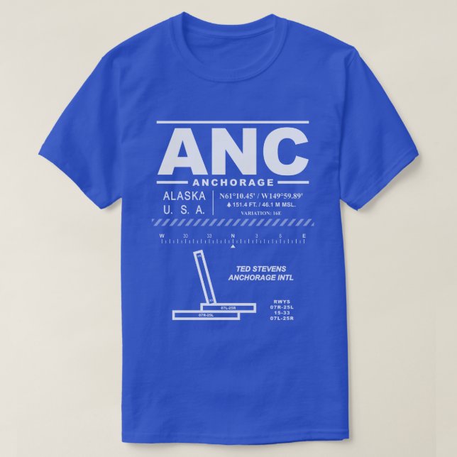 Ted Stevens Anchorage Aeroporto Intel ANC T-Shirt (Frente do Design)
