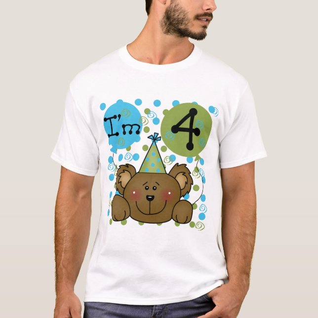 Teddy Bear 4th Birthday T-shirts e presentes (Frente)