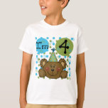 Teddy Bear 4th Birthday T-shirts e presentes<br><div class="desc">Teddy Bear 4th Birthday T-shirt com um adorável urso marrom a vestir um chapéu de festa,  muitas bolinhas azuis e verdes,  e balões com texto que diz "Eu tenho 4"!</div>