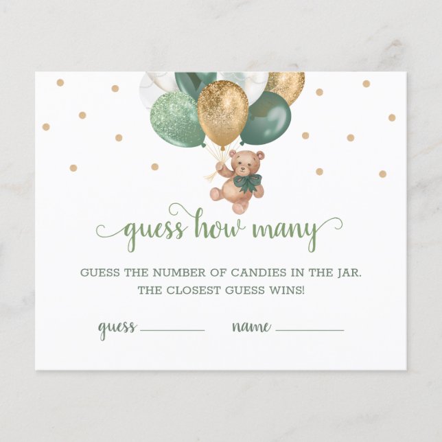 Teddy Bear Adivinha Quantas Candies Game Chá de fr (Frente)