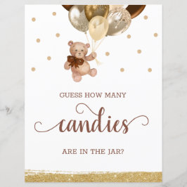 Teddy Bear Adivinha Quantas Candies Sign Chá de fr