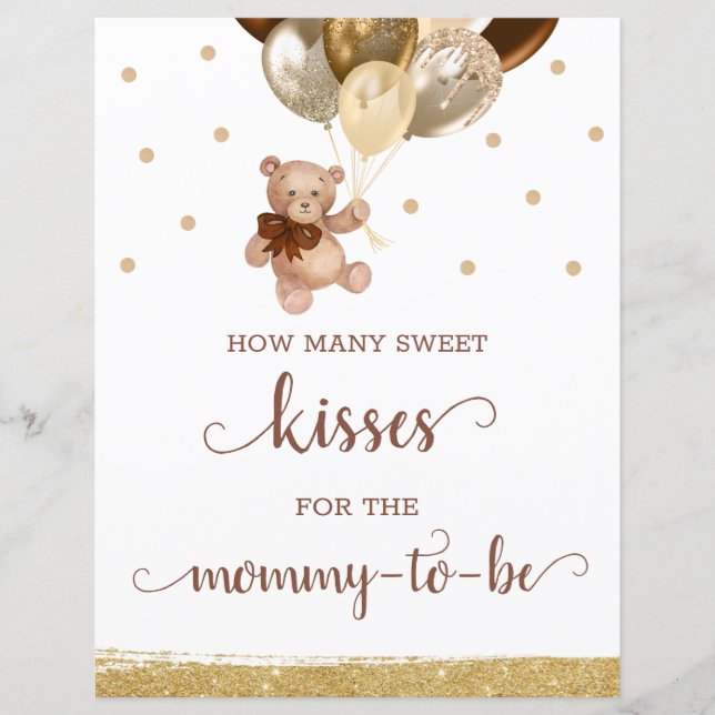 Teddy Bear Adivinha Quantos Beijos Assinam Chá de  (Frente)