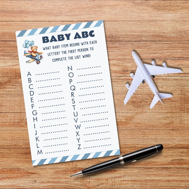 Teddy Bear Airplane Boy Baby ABC Chá de fraldas (Criador carregado)