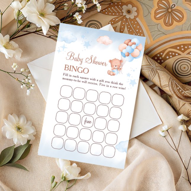 Teddy Bear Baby Shower Bingo Game Card (Criador carregado)