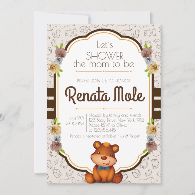 Teddy Bear BaBy Shower Invitation (Frente)