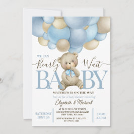 Teddy Bear Balão Tema Convite para Chá de fraldas