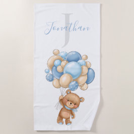 Teddy Bear Blue Balloons toalha de praia para cria