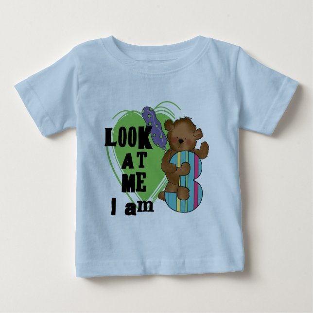 "Teddy Bear" Eu tenho 3 Camisetas de aniversário e (Frente)