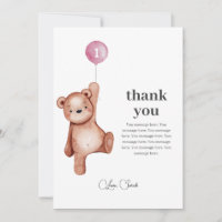 Teddy Bear Girl Primeiro Cartões de agradecimentos