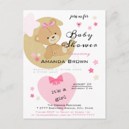Teddy Bear Love Baby Girl Convite Para Chá