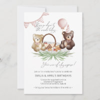 Teddy Bear Picnic Convite Festa de aniversário Con