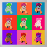 Teddy Bear Pop Art Poster<br><div class="desc">Pop de arte colorida ursos design</div>