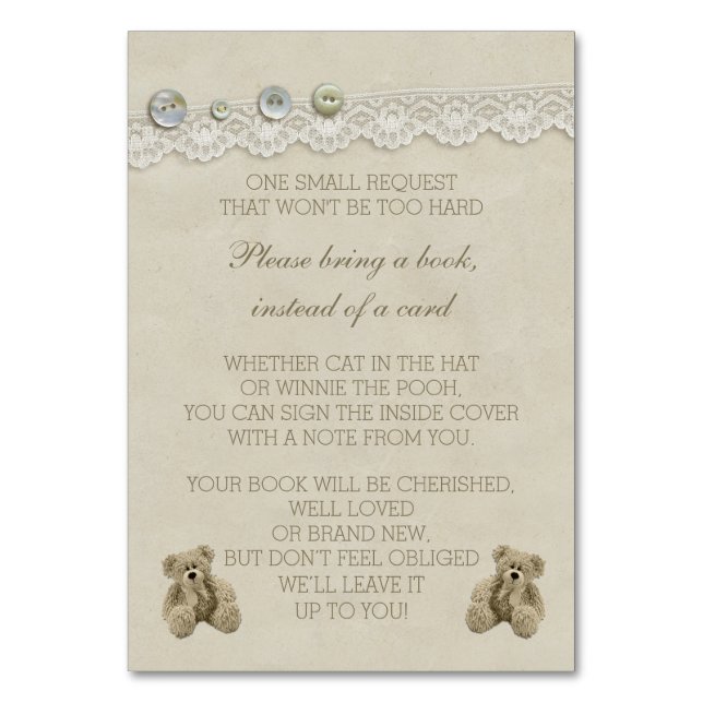 Teddy Bear Traga um Livro em vez de um Cartão (Frente)