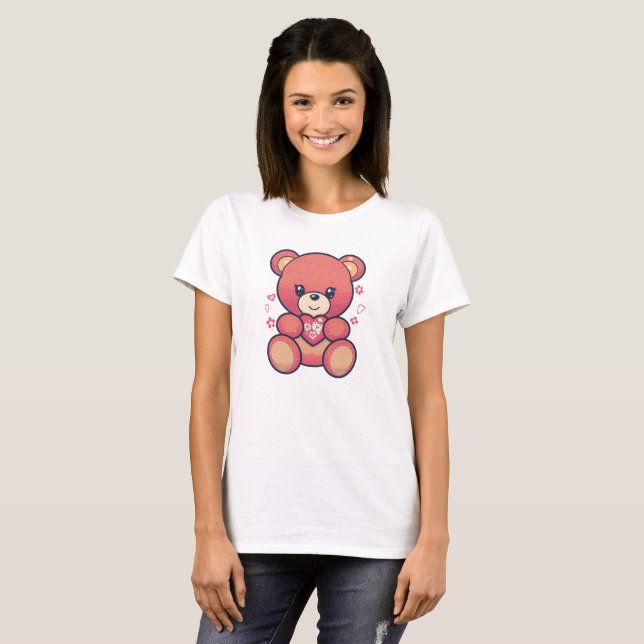 Teddy Bear with Heart – Valentine’s Day T-Shirt (Frente Completa)